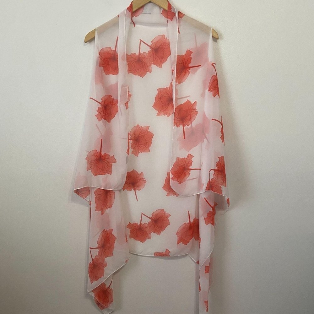 LVS Collections Sheer Floral Scarf Wrap
